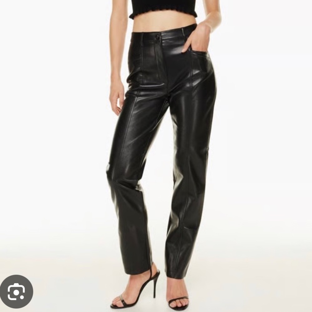 Aritzia Wilfred Black Faux Leather High Waist Rebel Pants